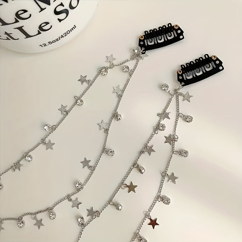Braided Hair Chain Headdress Ponytail Star Charm Hair Accessories