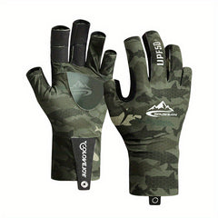 Camouflage Fishing Sunscreen Gloves Breathable Slipproof Half Finger