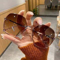 Gradient Frameless Sunglasses - Stylish Metal Sunshade Eyewear
