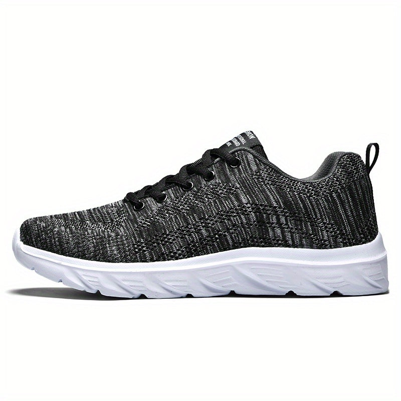 Men's Lace-Up Walking Shoes Breathable Knit Casual Sneakers