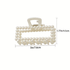 2pcs Faux Pearl Hair Claw Clip Nonslip Ponytail Holder Women Girls Hair Clip