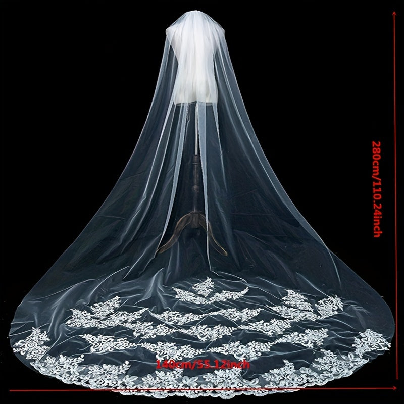 Lace Edge Bridal Wedding Veil Long Veil With Comb Hair Accessories