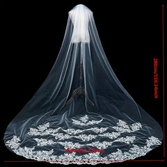 Lace Edge Bridal Wedding Veil Long Veil With Comb Hair Accessories