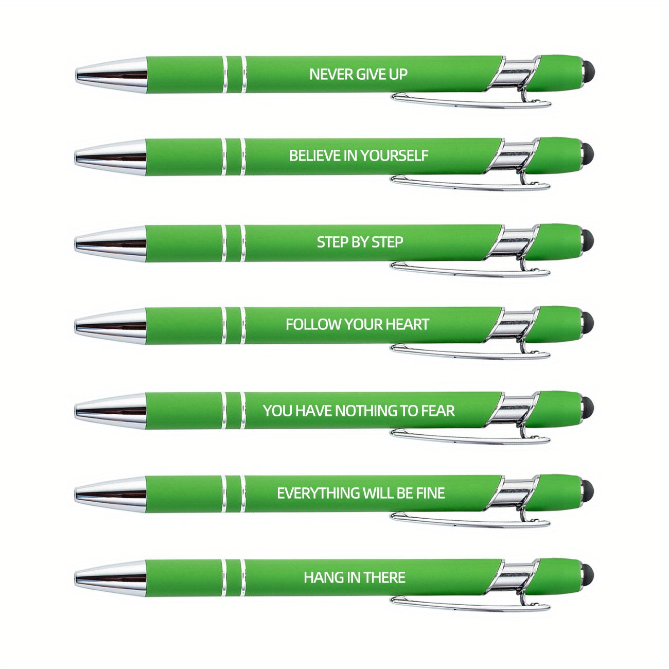 7pcs Metal Ballpoint Pen Inspirational Quotes Touch Screen 2n1 Ink