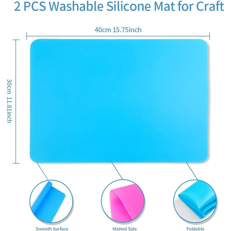 2 Pack Silicone Craft Mats for Resin Casting and DIY Art, Nonstick Silicone