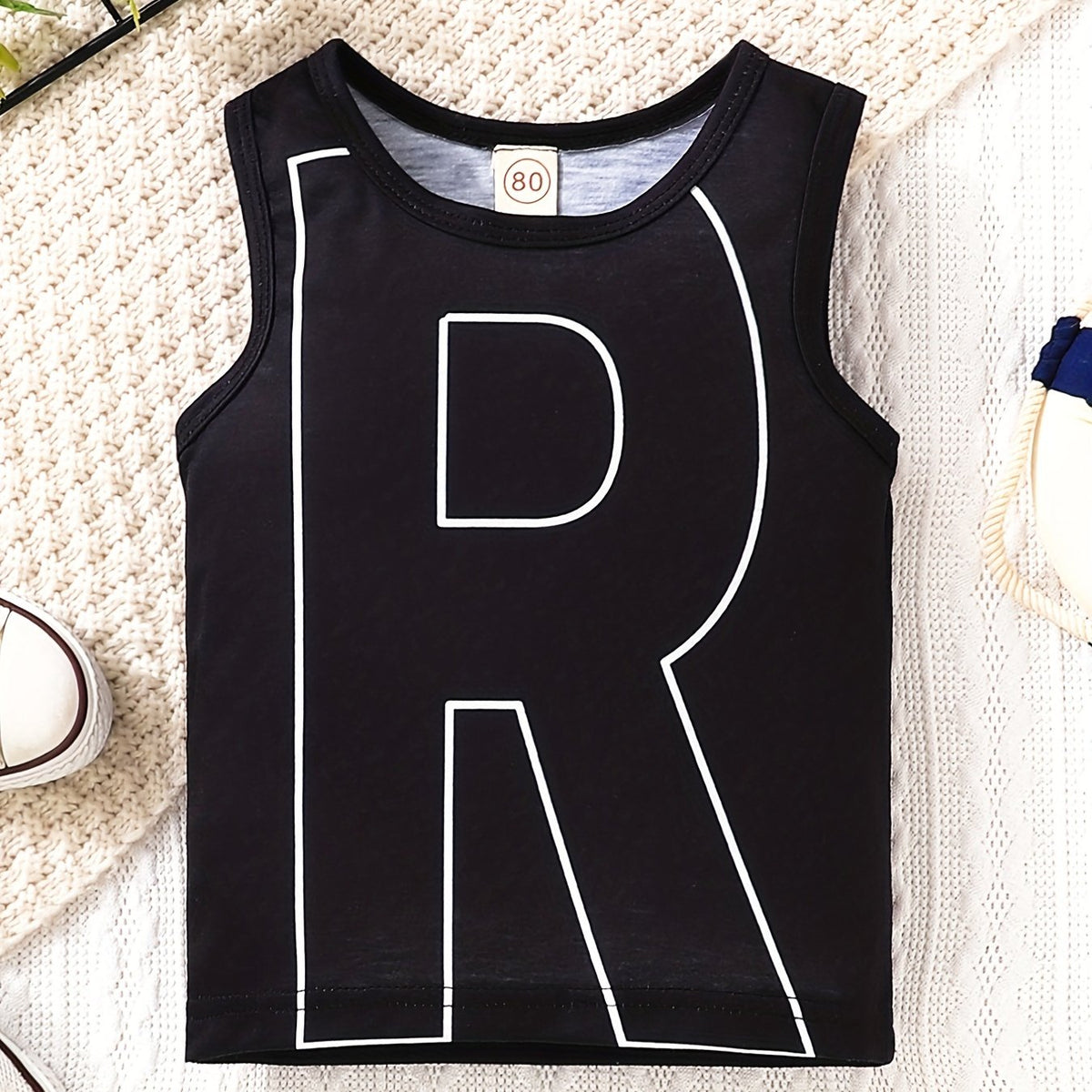 Toddler Baby Boys R Print Vest Causal Top
