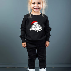 Girls Cartoon Dog Christmas Sweatshirt & Sweatpants Set