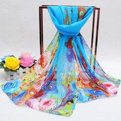 Chiffon Printed Silk Scarf Neckerchief Head Wrap Beach Women Shawl