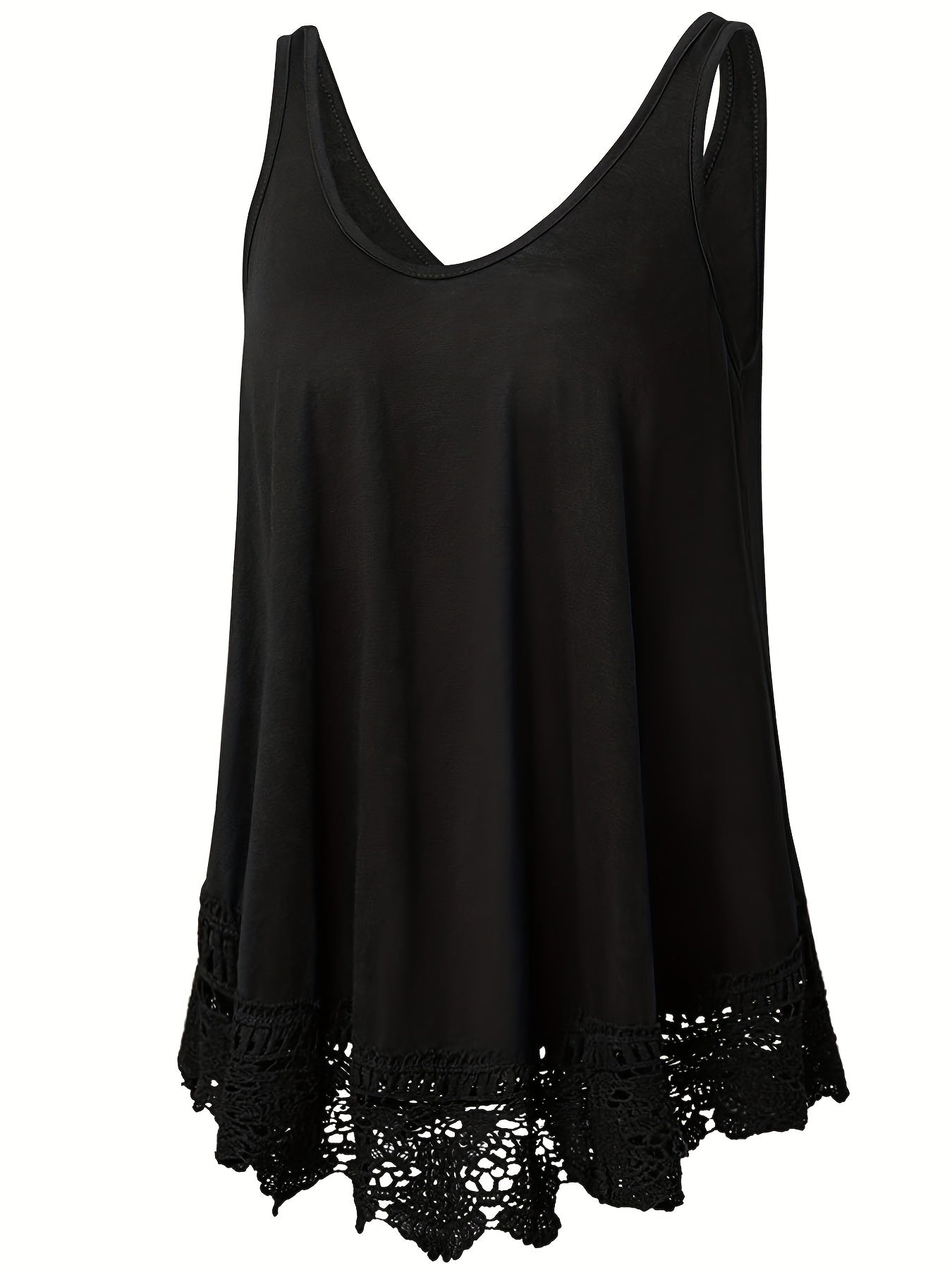  Solid Lace Trim Tank Top
