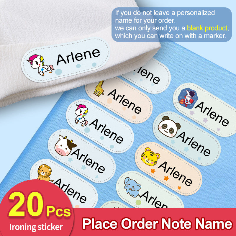 60 Iron-On Name Stickers for School Uniforms - Custom Washable Labels