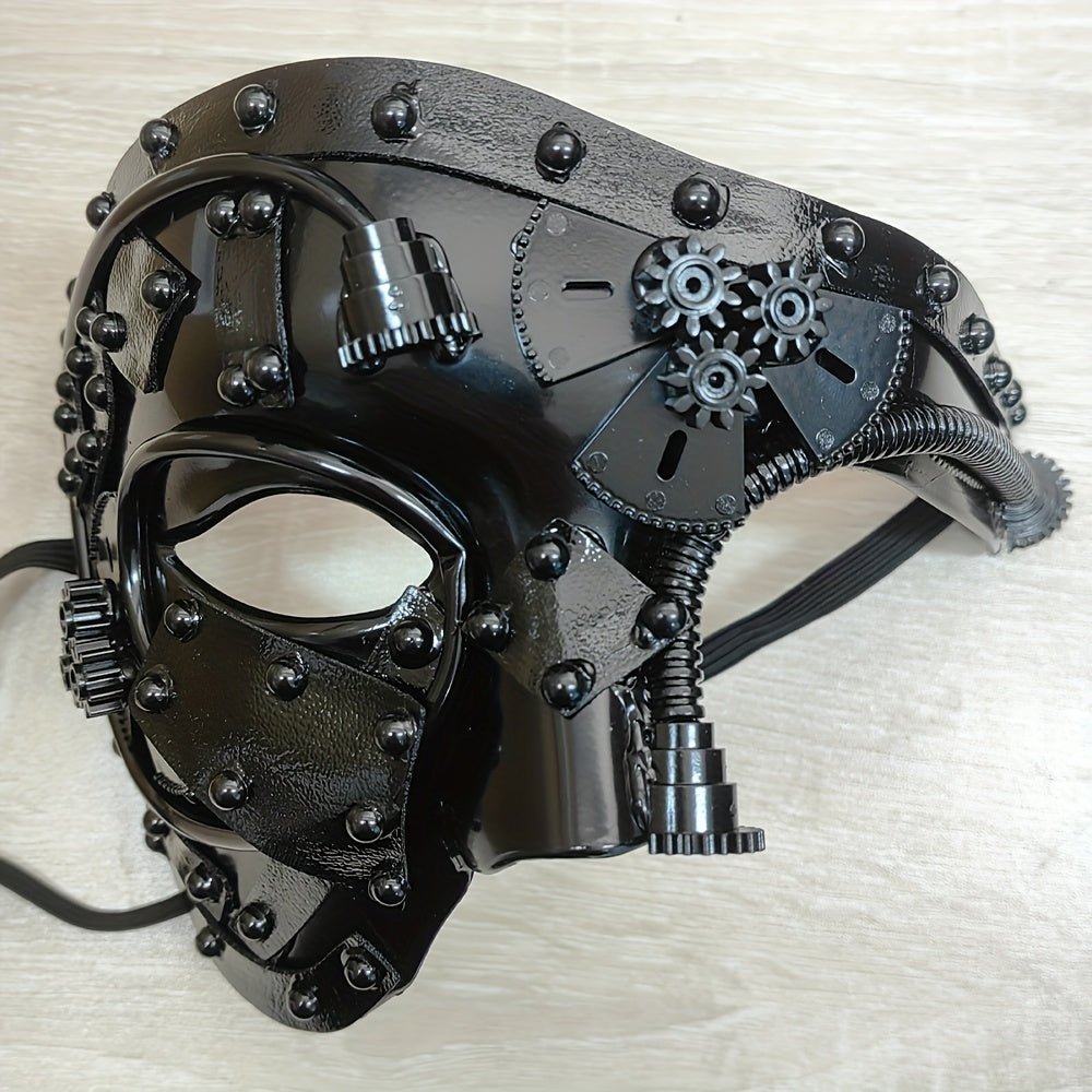 Steam Punk Mask Robot Cosplay Half Face Helmet Halloween Carnival Costume Props