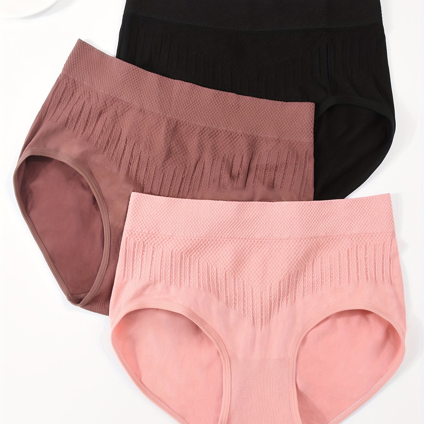 3pcs Solid Briefs Stretchy Intimates Panties