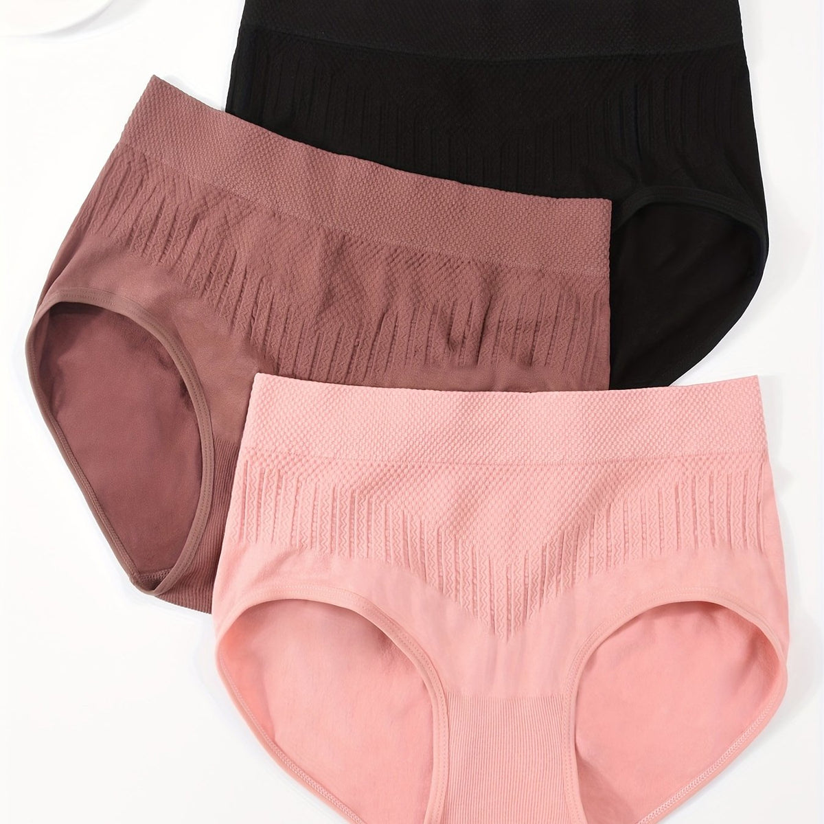 3pcs Solid Briefs Stretchy Intimates Panties