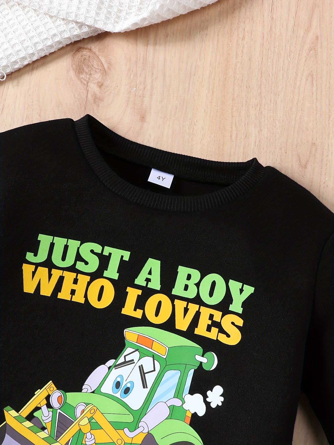 Excavator Pattern Kid's Thermal Sweatshirt Long Sleeve Top