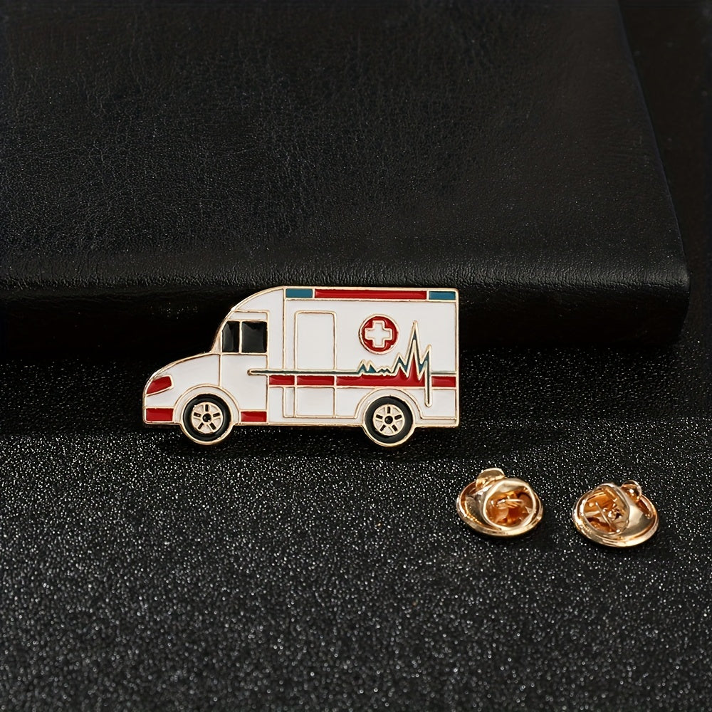 Car Shape Enamel Brooch Pin Ambulance Lapel Pin For Clothes Hat Backpacks