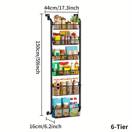 Heavy Duty Over the Door Pantry Organizer with 6 Tiers and Baskets
