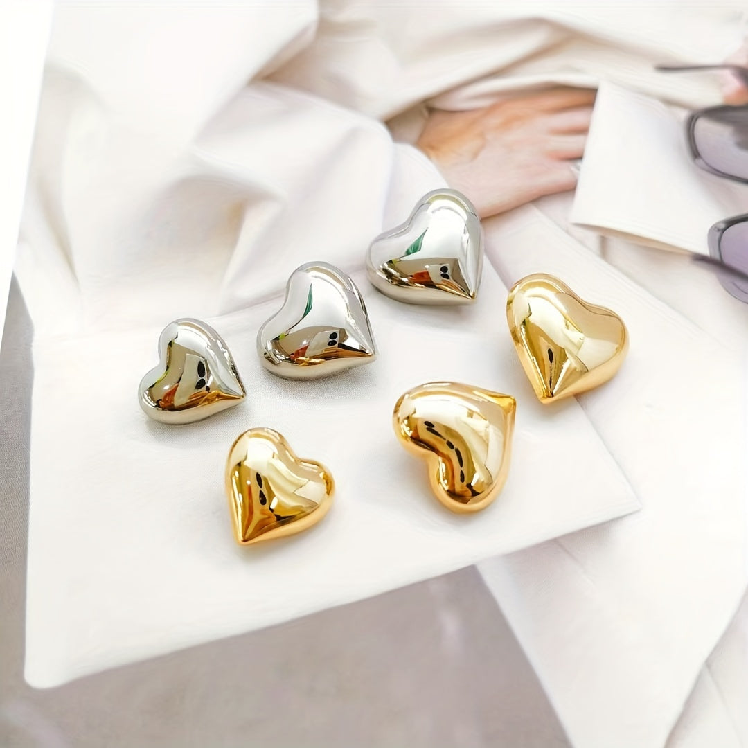 5pcs Peach Heart Metal Buckle Small Fragrance Coat Button