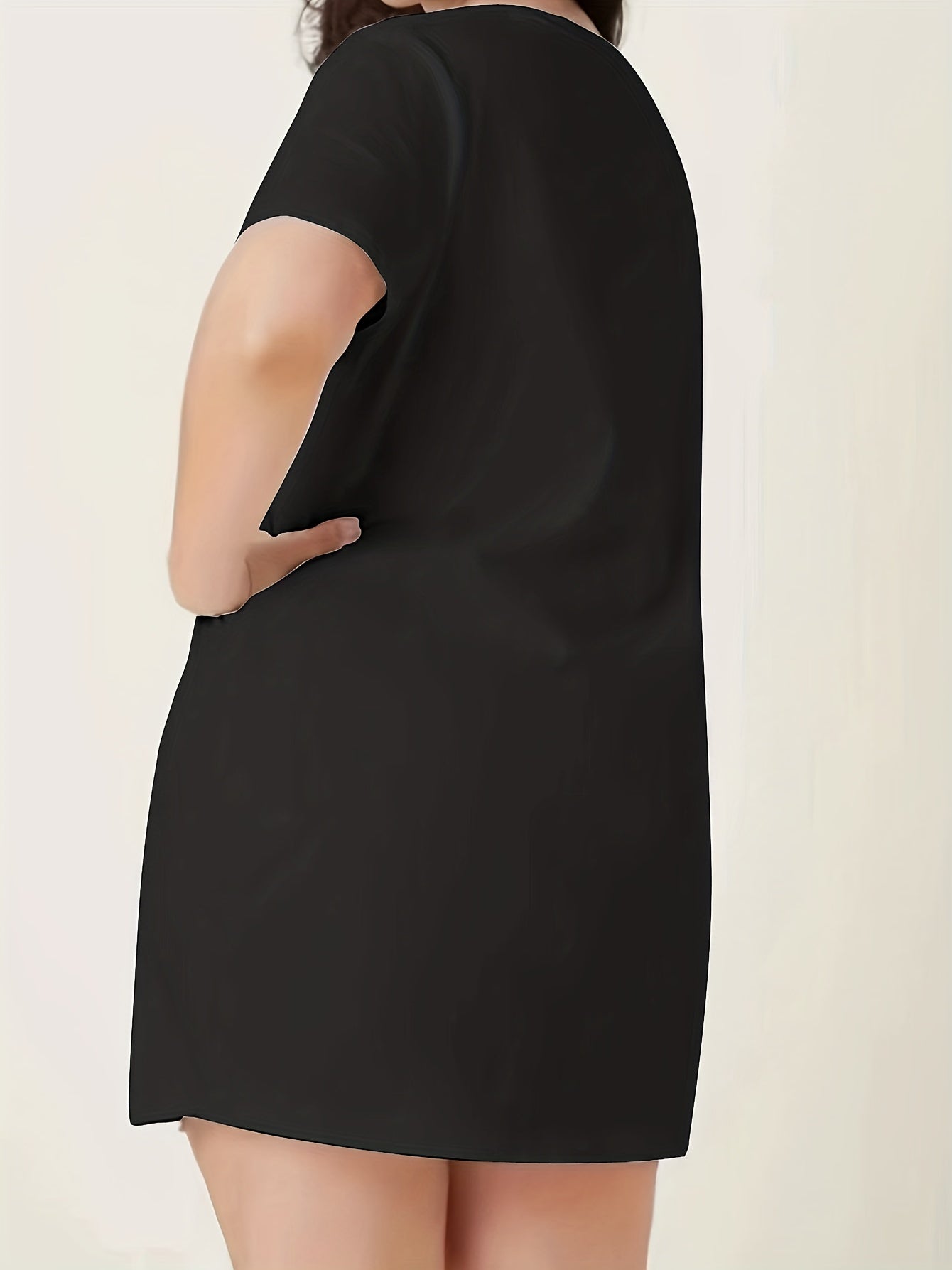  Leopard Heart Print Short Sleeve Round Neck Sleep Dress