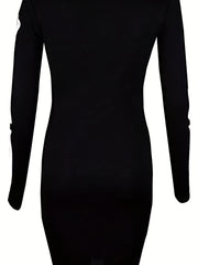  Skeleton Print Long Sleeve Bodycon Midi Dress