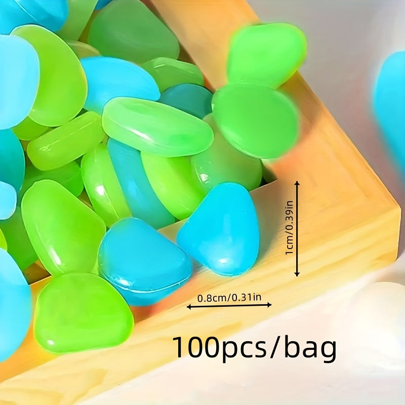 100pcs Light Luminous Glowing Stones Multicolor Glow Stone for Gardens