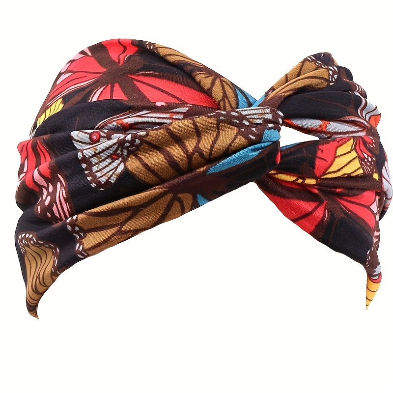 Boho Print Wide Headband Stretchy Sweatband for Women
