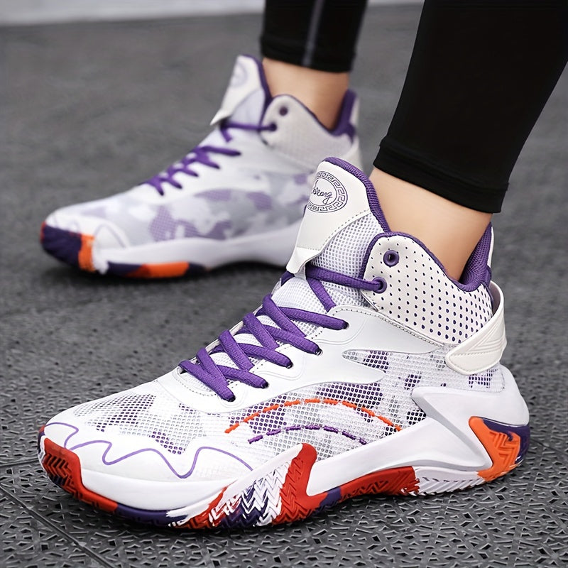 Men's High Top Bball Shoes Comfy Non Slip Lace Up Sneakers