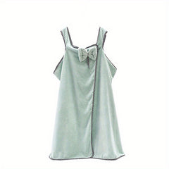 Sleeveless Coral Fleece Bath Towel Spaghetti Strap Bathrobe With Bow Tie