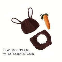 3 Piece Rabbit Hand-woven Costume for Newborns