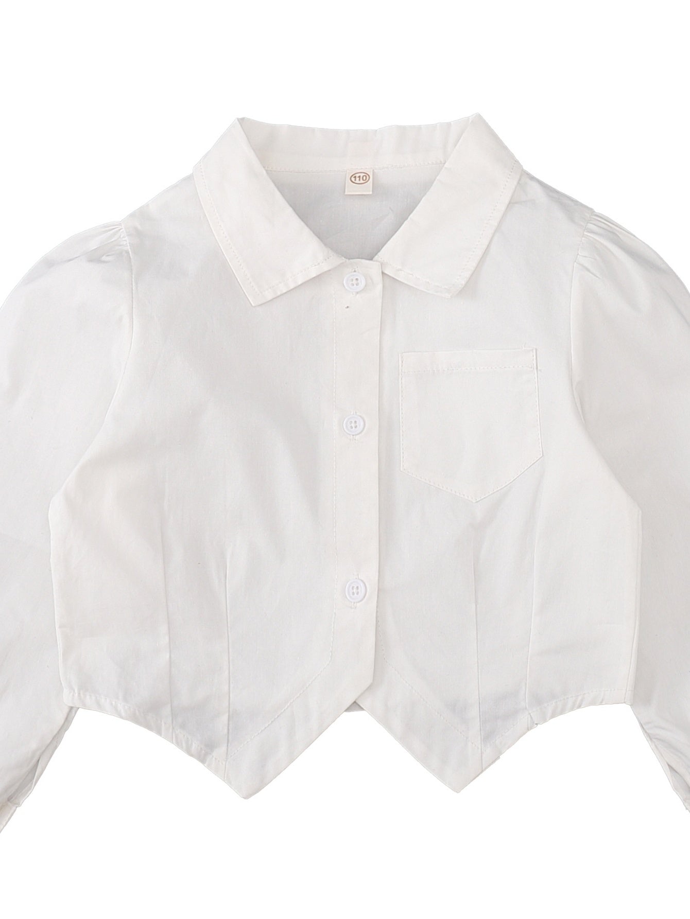 Girls Cotton Shirt College Style Long Sleeve Top School Uniform