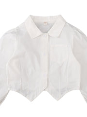 Girls Cotton Shirt College Style Long Sleeve Top School Uniform