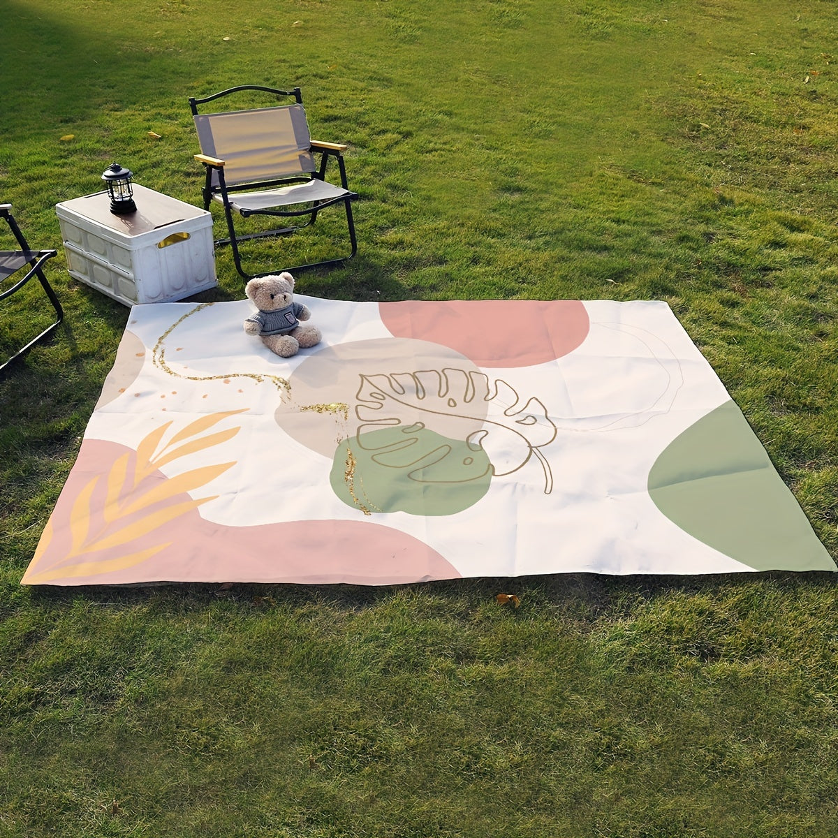 Leaf Printed Foldable Portable Picnic Pad Waterproof Lightweight 149.99X200.0cm