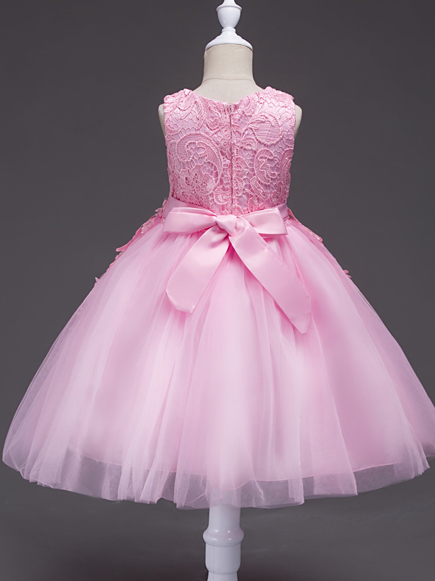 Girls Sleeveless Puffy Princess Dress Flowers Embroidery Tulle Tutu Dress