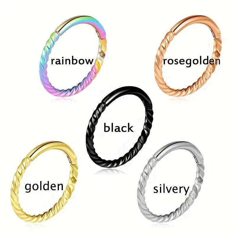 Stainless Steel Seamless Nose Clicker Ring 6-12mm Unisex Punk Hoop Earrings