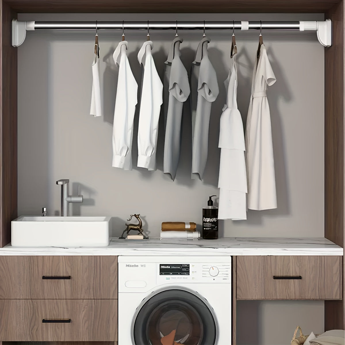 Thick Coated Telescoping Shower Curtain Rod No Drilling