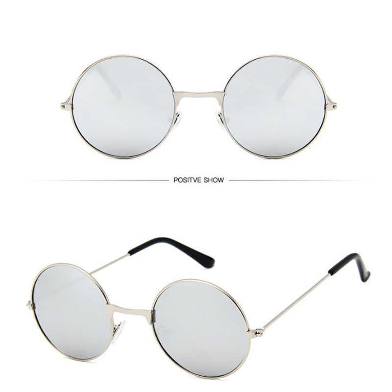 Retro Round Frame Sunglasses Colorful Reflective Glasses