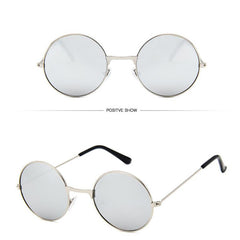 Retro Round Frame Sunglasses Colorful Reflective Glasses