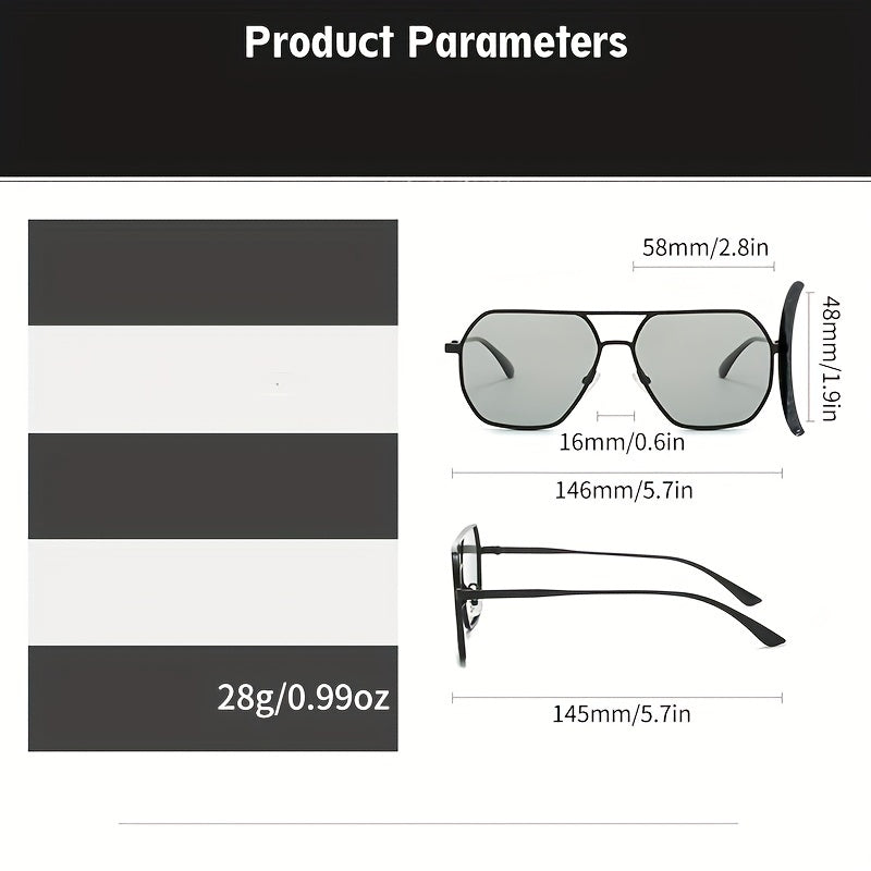 Men's Metal Polarized Polygon Sunglasses