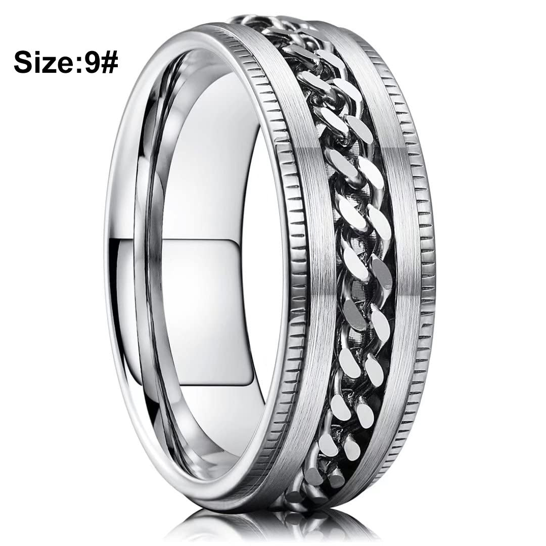 Men's Stainless Steel Ring with Chain