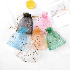 50pcs Bronzing Star Moon Organza Mesh Bag