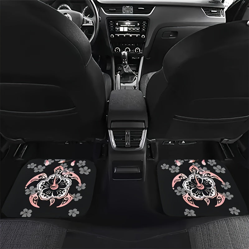 4pcs Spiral Pattern Car Floor Mats Water Absorbent Non Slip Stain Resistant