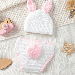 Crochet Knit Rabbit Costume for Newborns