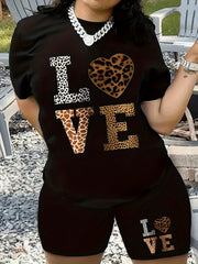  Cross & Slogan Print 2 Piece Set