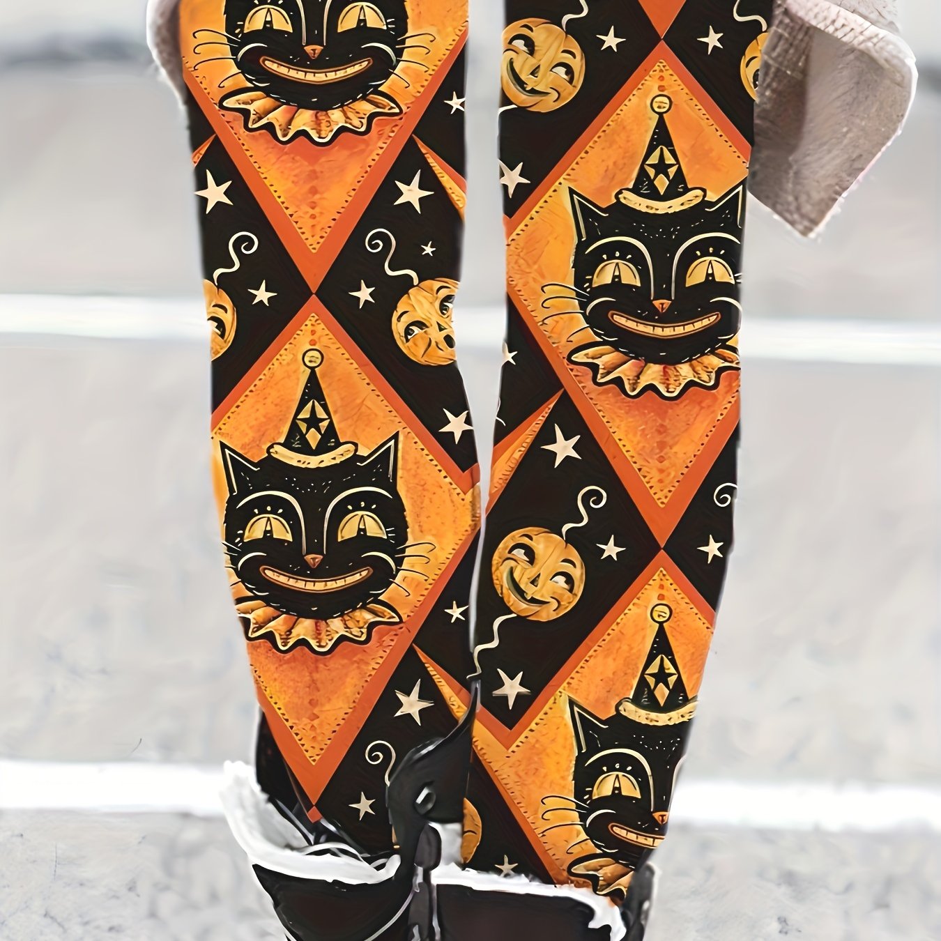 Halloween Print Skinny Leggings Elastic Waist Stretchy Leggings