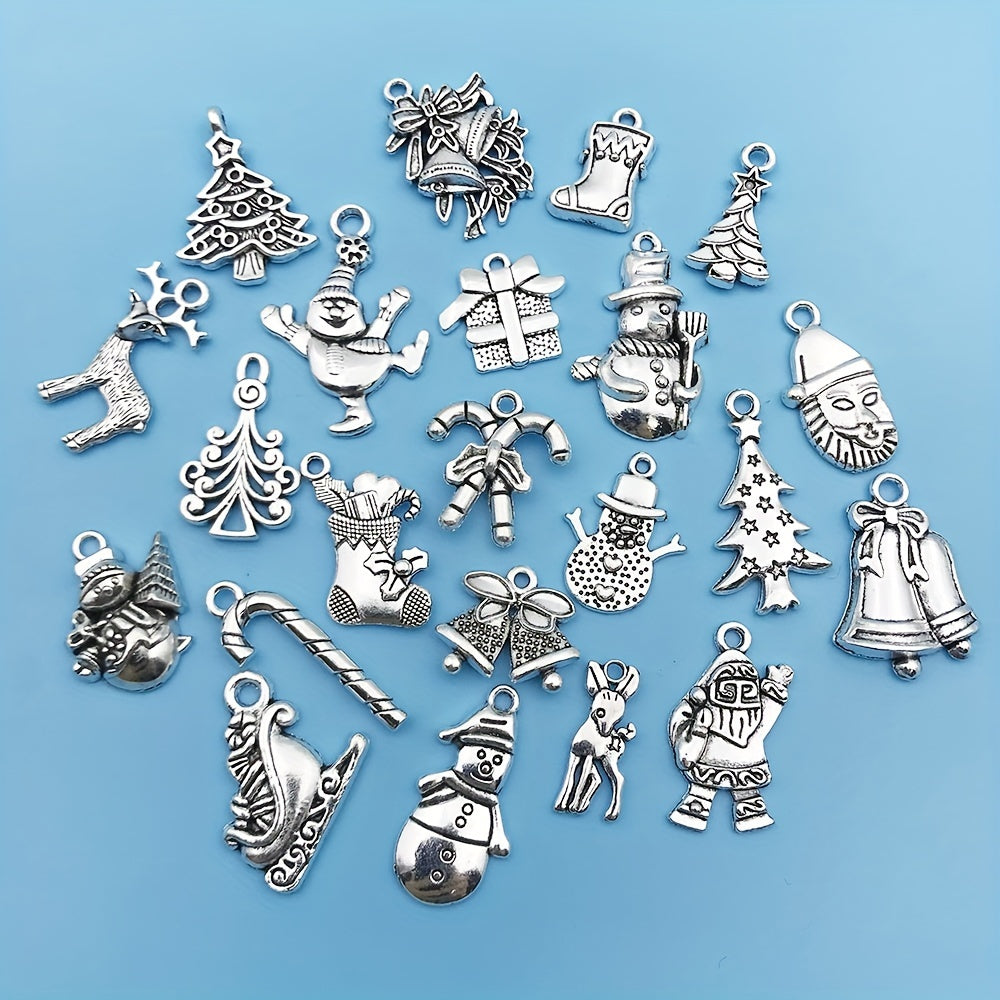 20pcs Antique Silver Christmas Charms Pendants for DIY Jewelry Making