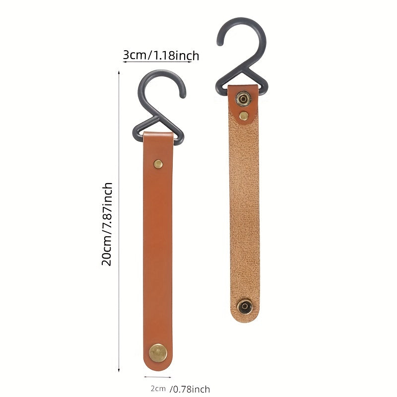 4pcs Outdoor Storage Leather Hook Tent Clothesline Hanging Buckle