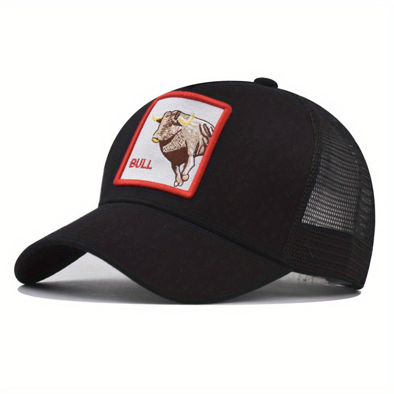 Bull Cash Cartoon Baseball Cap Animal Embroidery Patch Trucker Hat