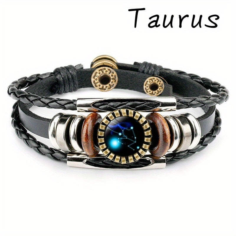12 Constellation Beaded Leather Bracelets