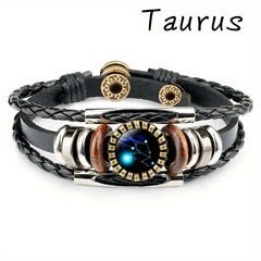 12 Constellation Beaded Leather Bracelets