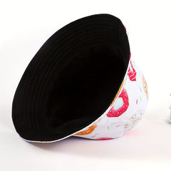 Donut Print Bucket Hat Lightweight Fisherman Cap For Women