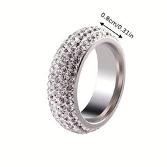 Men's Titanium Steel Ring with Five Rows Artificial Diamonds